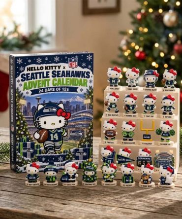 Hello Kitty X Seattle Seahawks Advent Calendar Xmas Tree Ornaments Seahawks Merch Fan Gifts