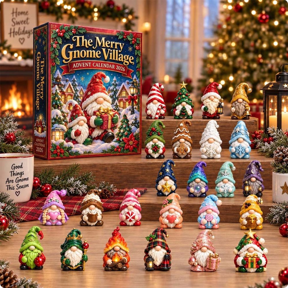 Merry Gnome Village Advent Calendar Christmas Tree Ornaments Gifts For Holiday