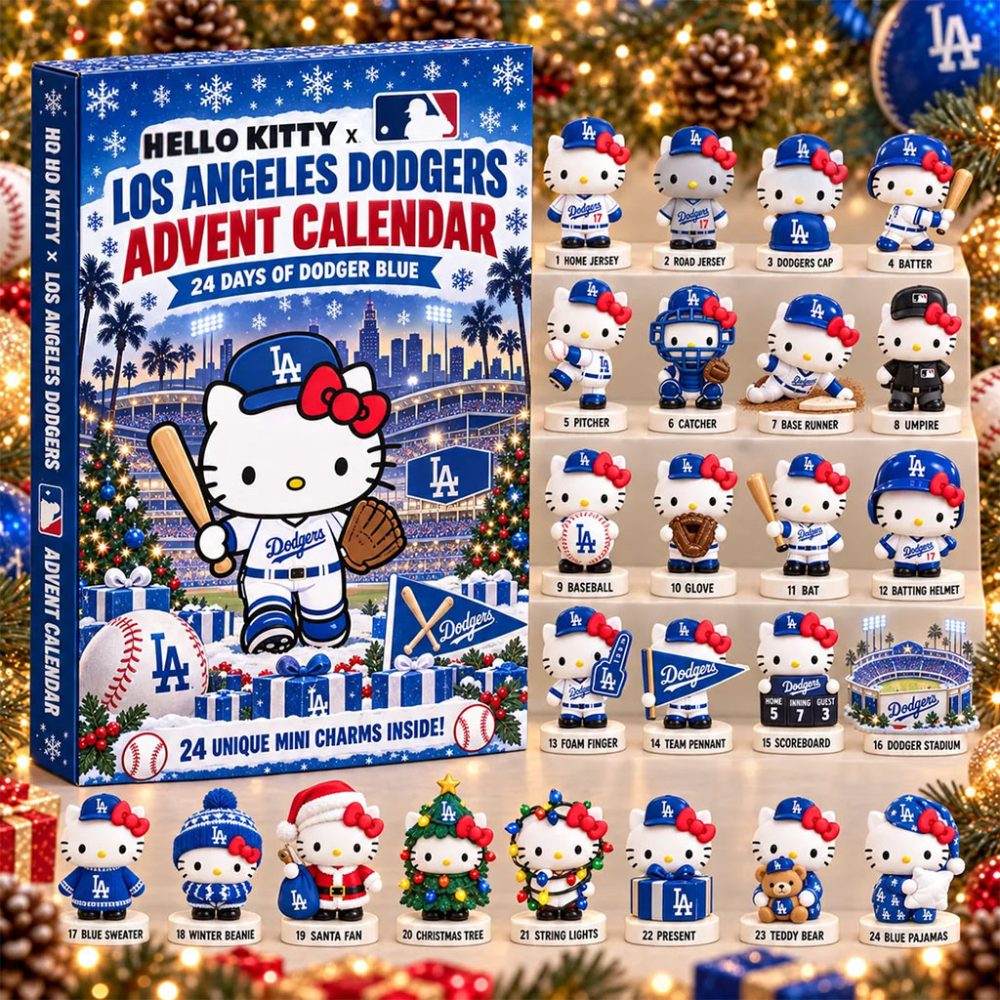 Hello Kitty X Los Angeles Dodgers 2026 Advent Calendar Christmas Tree Ornaments Dodgers Merch