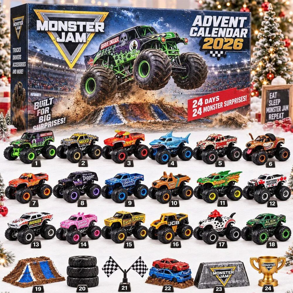 Monster Jam 2026 Advent Calendar 24 Monster Surprise Christmas Ornaments Xmas Gift For Son