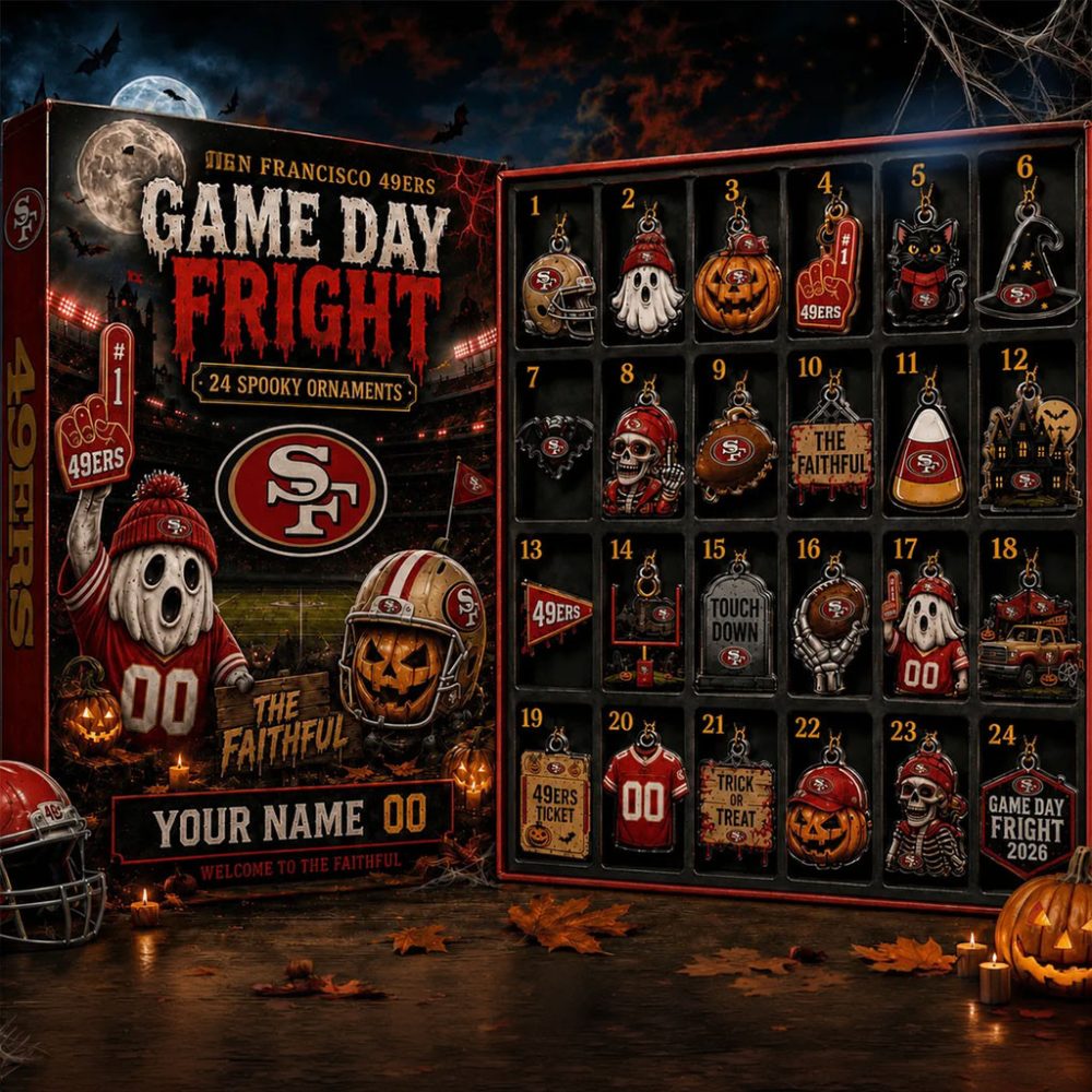 Personalized San Francisco 49Ers Halloween 2026 Advent Calendar 24 Spooky Ornaments 49Ers Merch