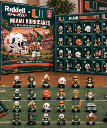 Riddell X Miami Hurricanes 24 Mini-Brick Advent Calendar Christmas Tree Ornaments Hurricanes Merch