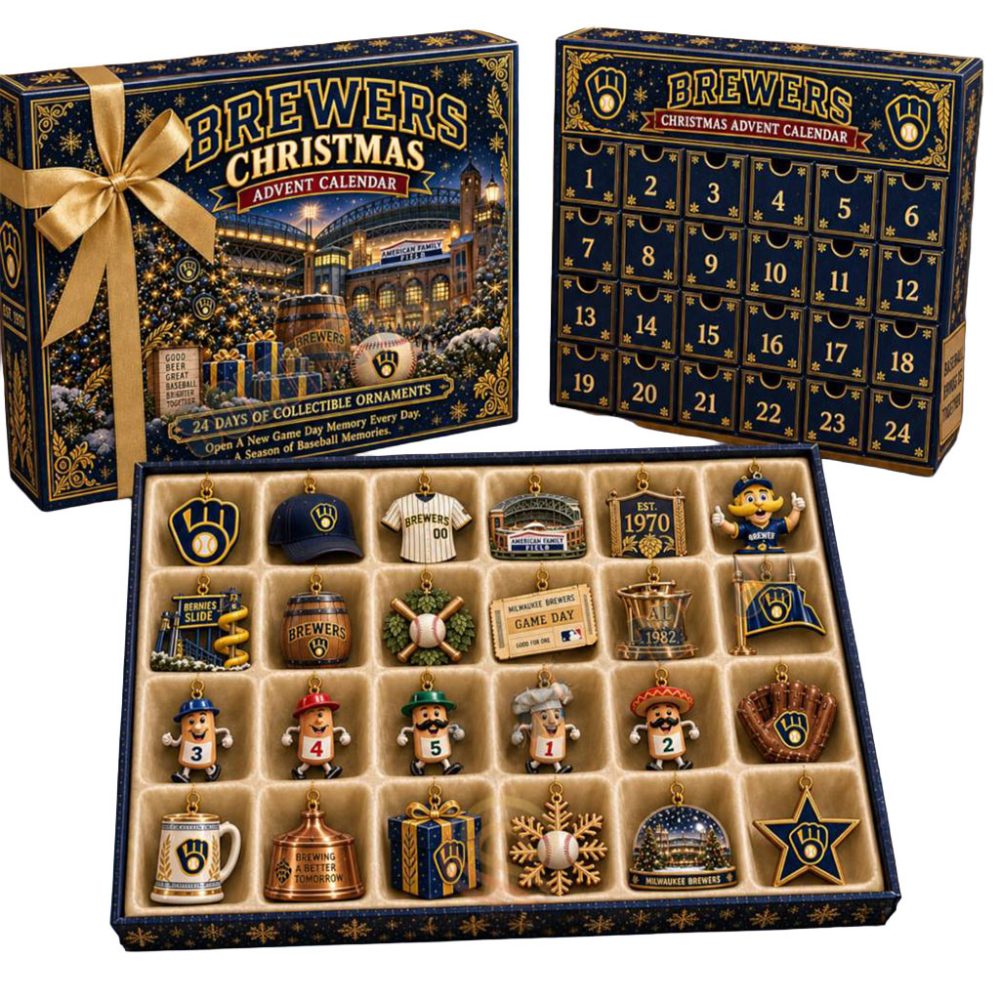 Brewers Baseball Christmas Advent Calendar 24 Days Of Holiday Ornaments Milwaukee Brewers Merch