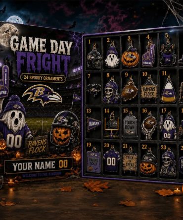 Custom Baltimore Ravens Halloween Advent Calendar Spooky Ornaments Ravens Merch Football Gifts