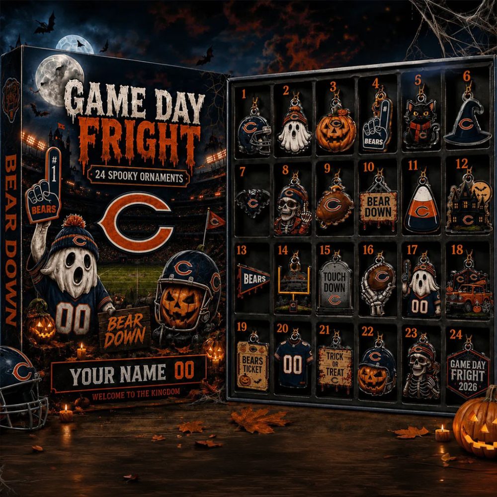 Custom Chicago Bears Halloween Advent Calendar 24 Spooky Ornaments Chicago Football Merch