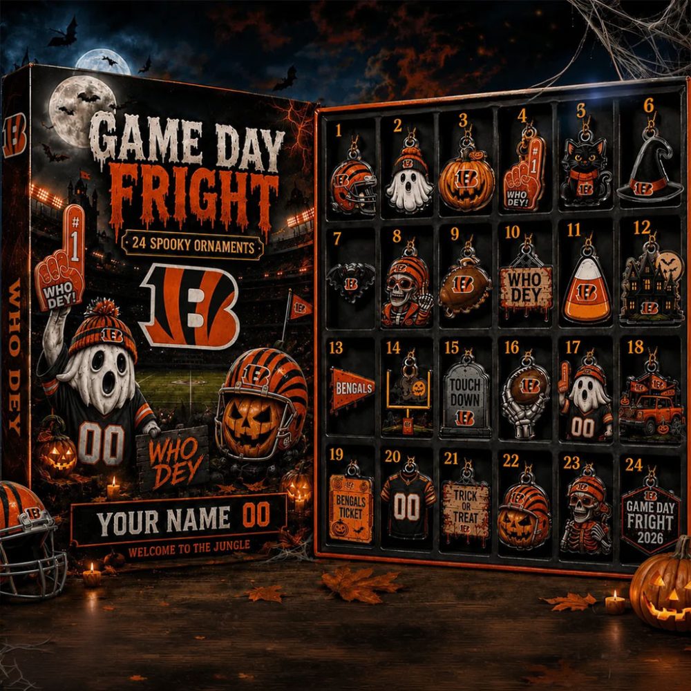 Custom Cincinnati Bengals Halloween Advent Calendar 24 Spooky Ornaments Bengals Merch Fan Gifts