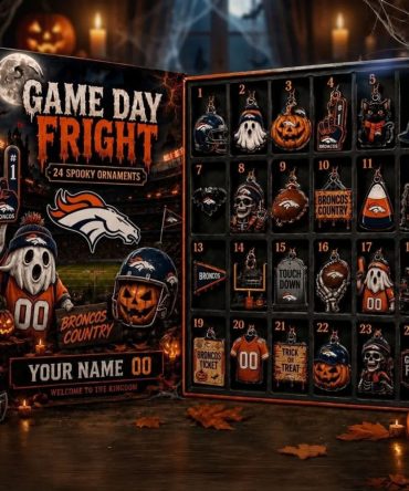 Custom Denver Broncos Game Day Fright Halloween Advent Calendar 24 Spooky Ornaments Fan Decor