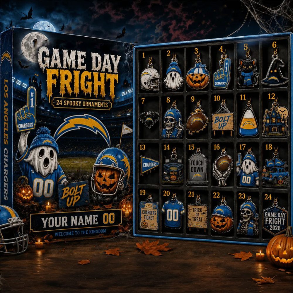 Personalized Los Angeles Chargers Halloween Advent Calendar Spooky Ornaments La Chargers Merch