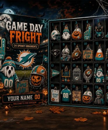 Personalized Miami Dolphins Game Day Fright Halloween Advent Calendar 24 Spooky Ornaments