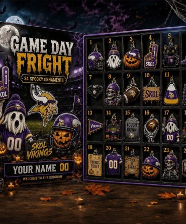 Personalized Minnesota Vikings Game Day Fright Halloween Advent Calendar Spooky Ornaments Gifts
