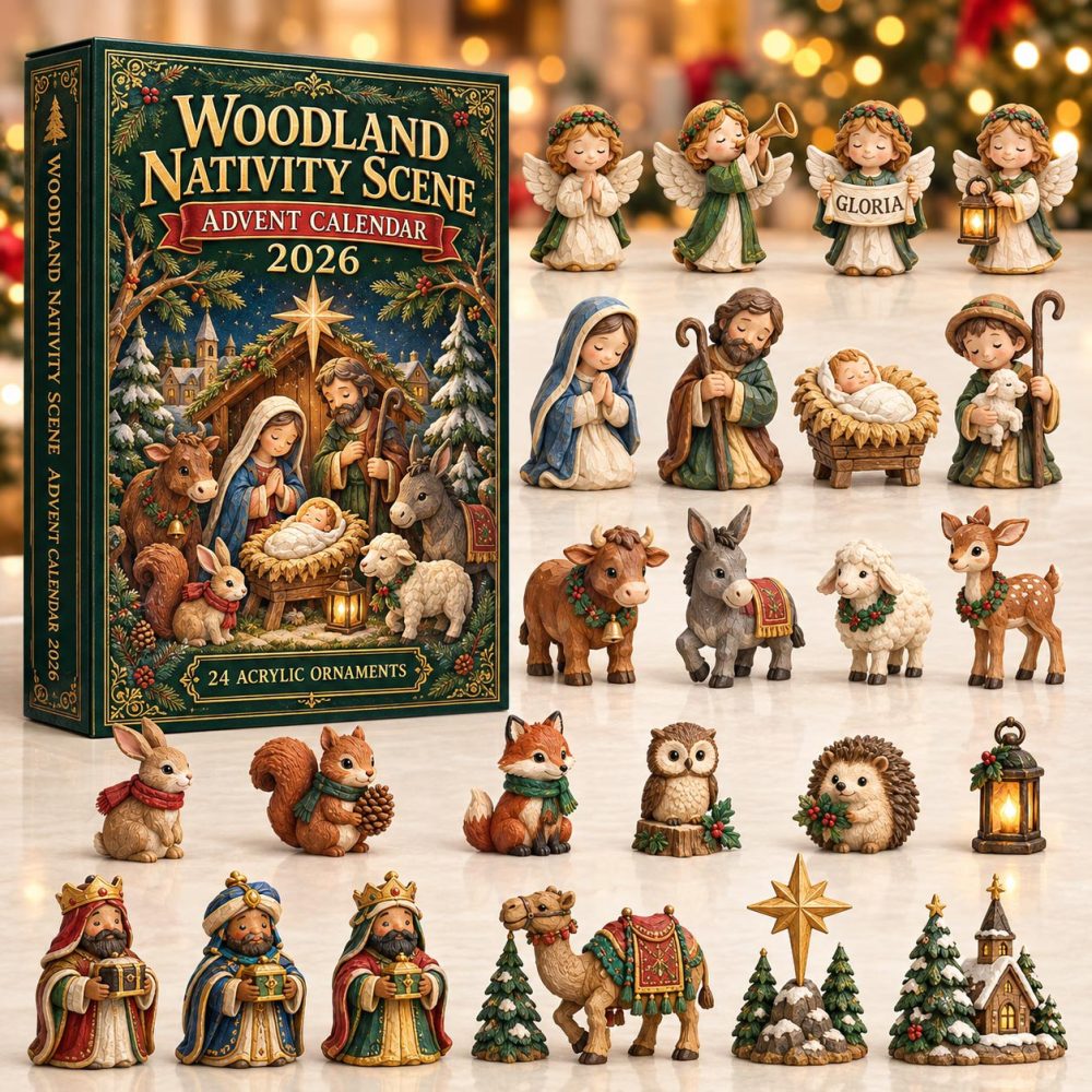Woodland Nativity Scene Advent Calendar 2026 24 Days Countdown Christian Gifts, 3D Acrylic Collectibles