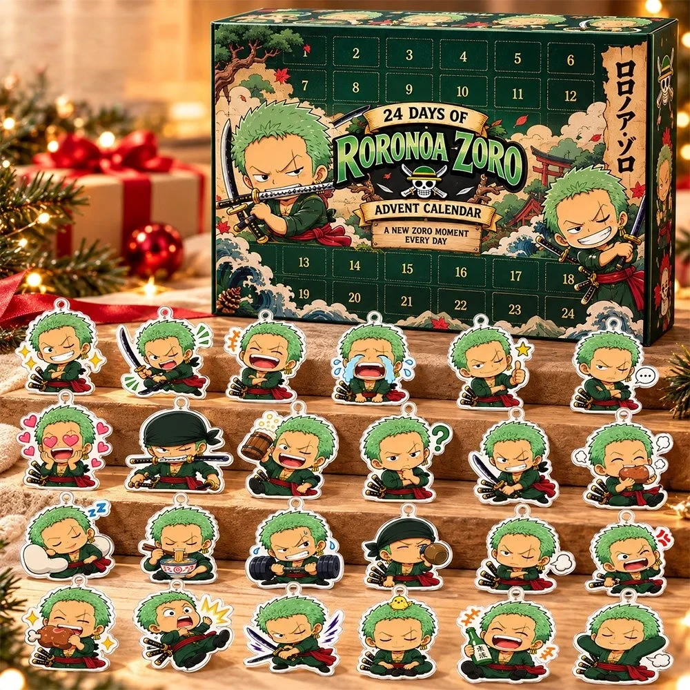 One Piece Roronoa Zoro Acrylic Concept Fan Advent Calendar Xmas Countdown One Piece Fan Gift, 3D Acrylic Collectibles