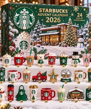 Starbucks 2026 Advent Calendar 24 Days Of Coffee Collectibles Xmas Countdown Gifts For Coffee Lover, 3D Acrylic Collectibles