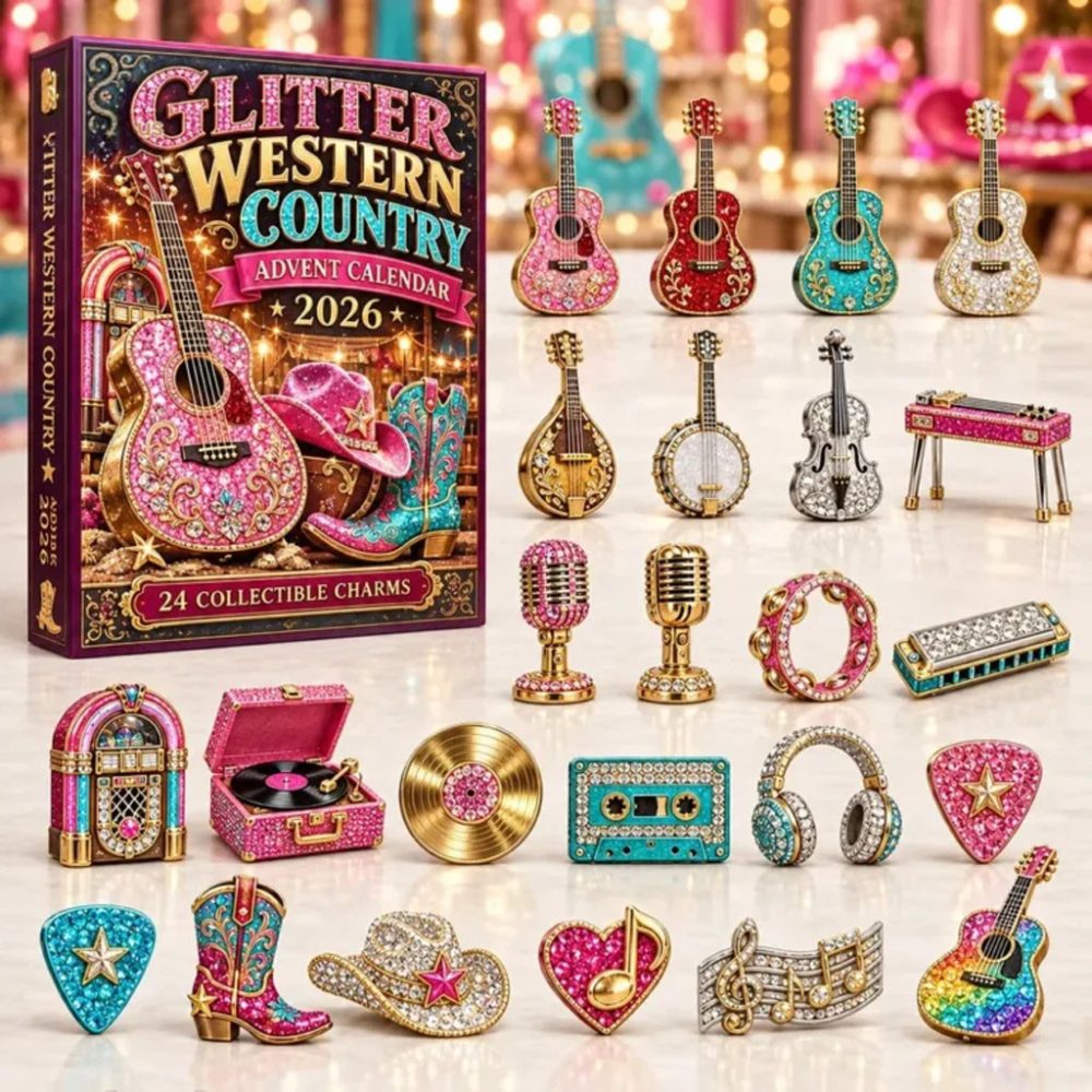 Glitter Western Country Advent Calendar 2026 Christmas Ornament Gift For Music Lovers