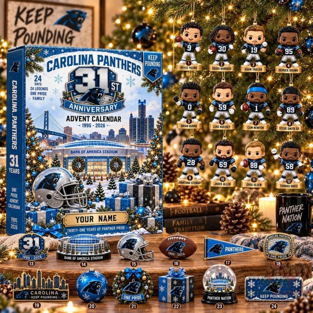 Custom Carolina Panthers 31St Anniversary Calendar Christmas Eve Countdown Unique Xmas Gifts Ideas, 3D Acrylic Collectibles