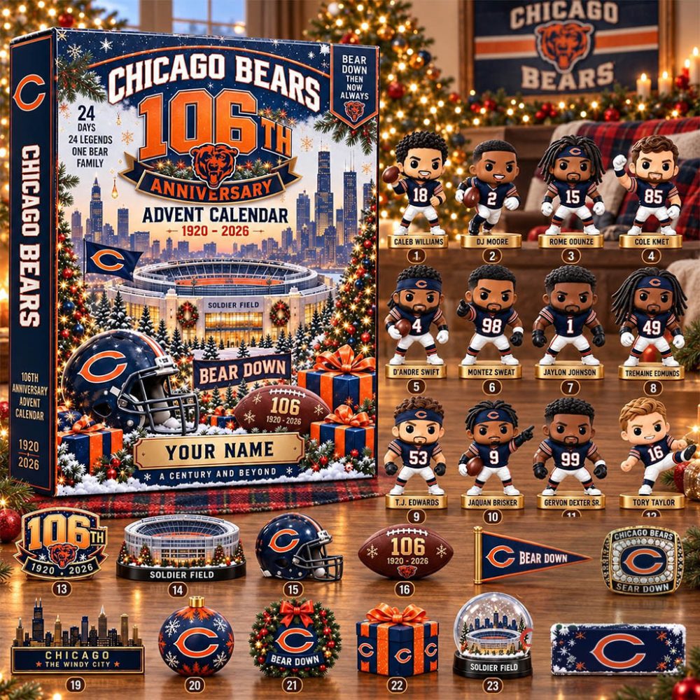 Custom Chicago Bears 106Th Anniversary Calendar Christmas Eve Countdown Football Fans Gift, 3D Acrylic Collectibles
