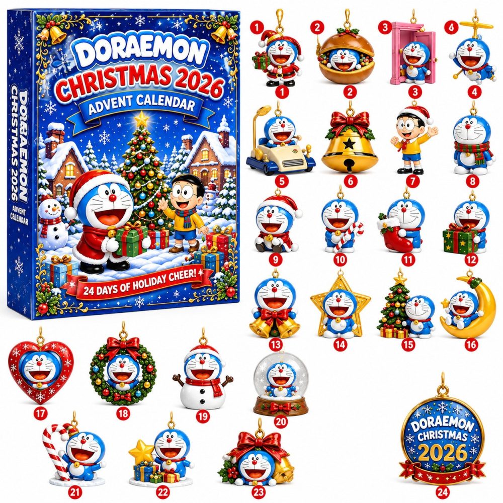Doraemon Christmas 2026 Advent Calendar 24 Days Of Holiday Gifts For Kids, 3D Acrylic Collectibles