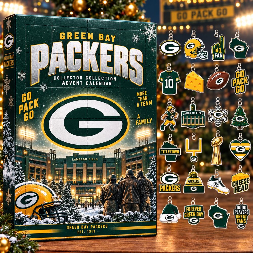 Green Bay Packers Christmas Advent Calendar Go Pack Go Best Gifts For Fans, 3D Acrylic Collectibles
