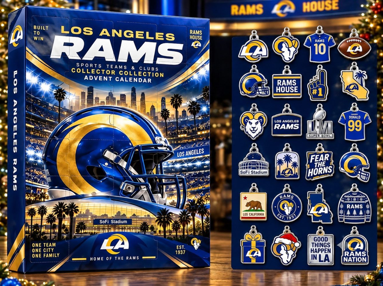Los Angeles Rams Advent Calendar One Team One City Christmas Gift For Fans, 3D Acrylic Collectibles