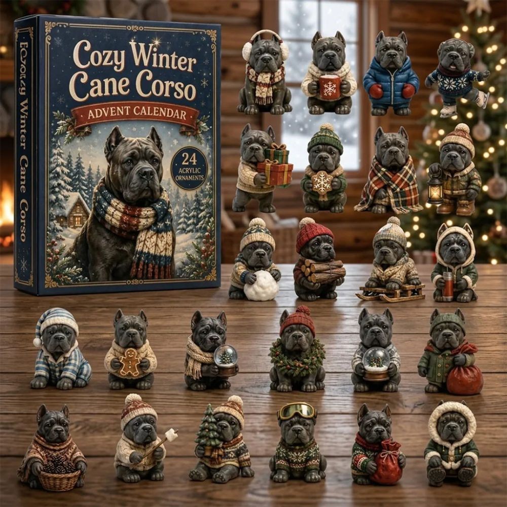 Cozy Winter Cane Corso Advent Calendar Cute Dog Christmas Ornaments Gift For Cane Corso Lovers