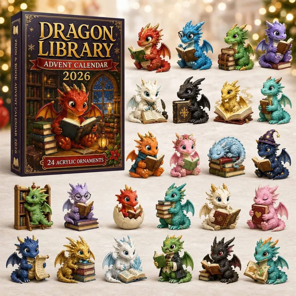 Dragon Library Advent Calendar 2026 Reading Dragons Christmas Ornaments Book Lover Gifts