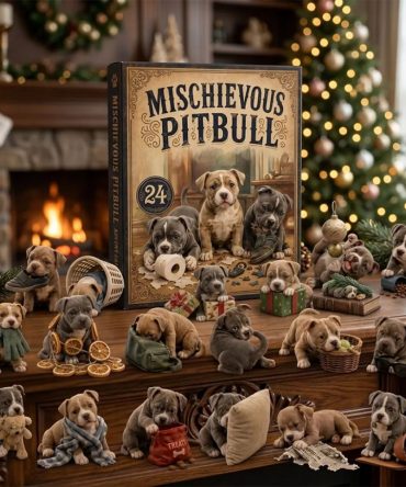 Mischievous Pitbull Puppy Advent Calendar Cute Dog Christmas Ornaments Gift For Pitbull Fans