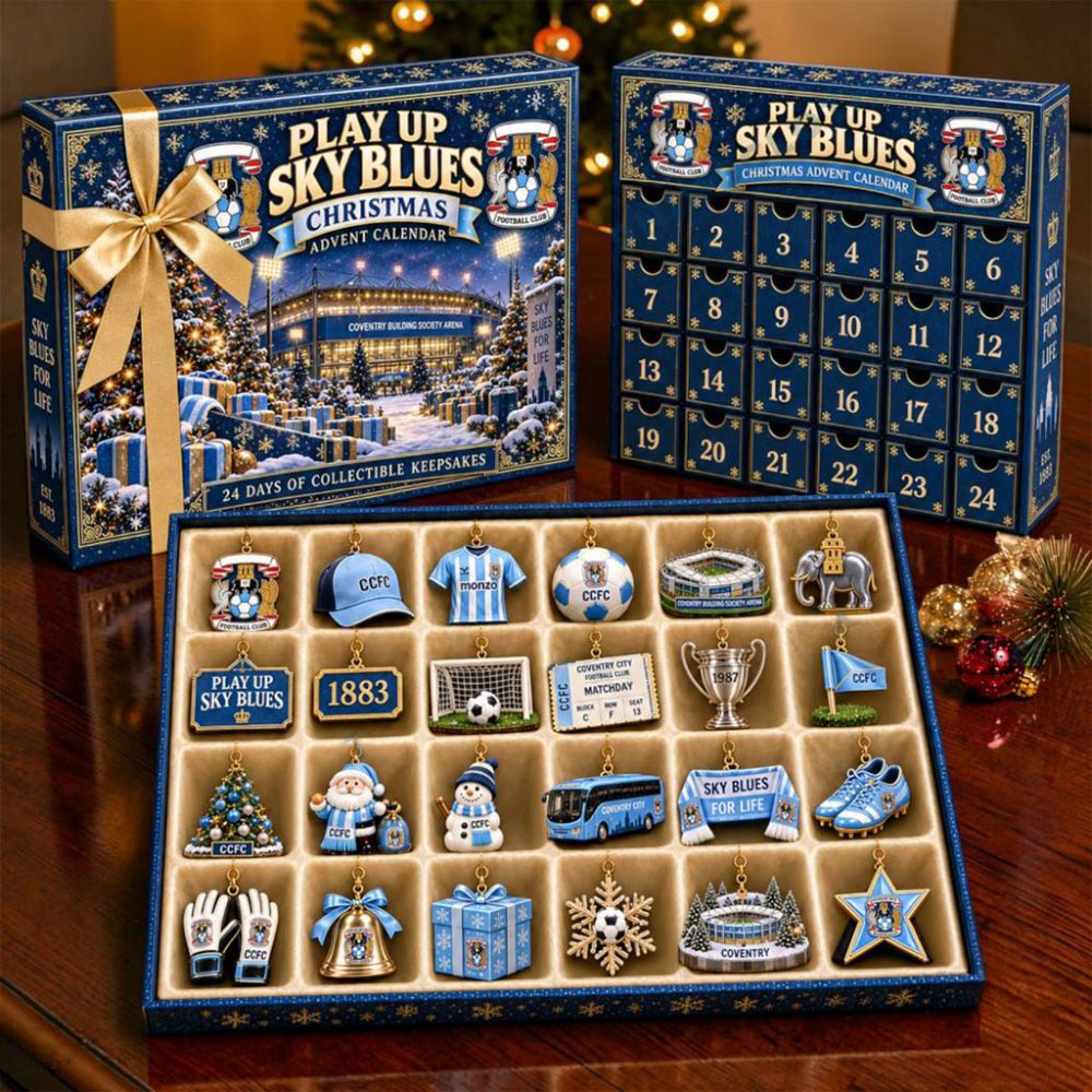 Play Up Sky Blues Football Christmas Advent Calendar Holiday Ornaments Keepsake Xmas Decor