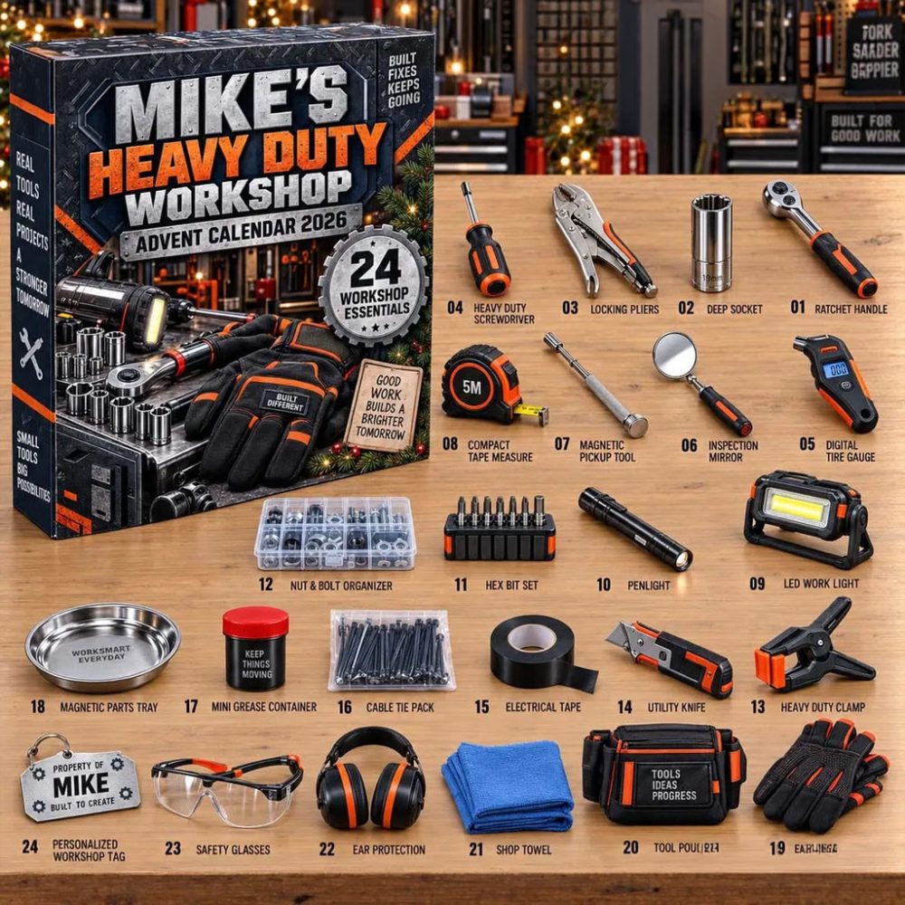 Custom Name Heavy Duty Workshop Advent Calendar 2026 Christmas Ornaments Gift For Mechanic