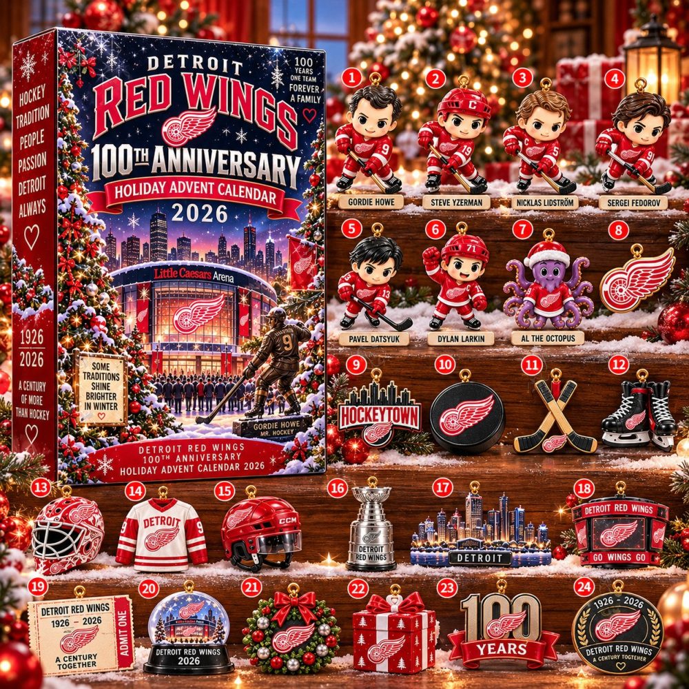 Detroit Red Wings 100Th Anniversary Advent Calendar 2026 Christmas Gifts For Fans, 3D Acrylic Collectibles