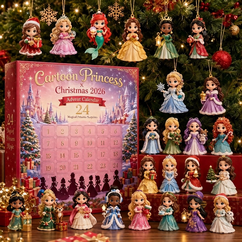 Disney Cartoon Princess Christmas 2026 Advent Calendar Best Gifts For Daughter, 3D Acrylic Collectibles
