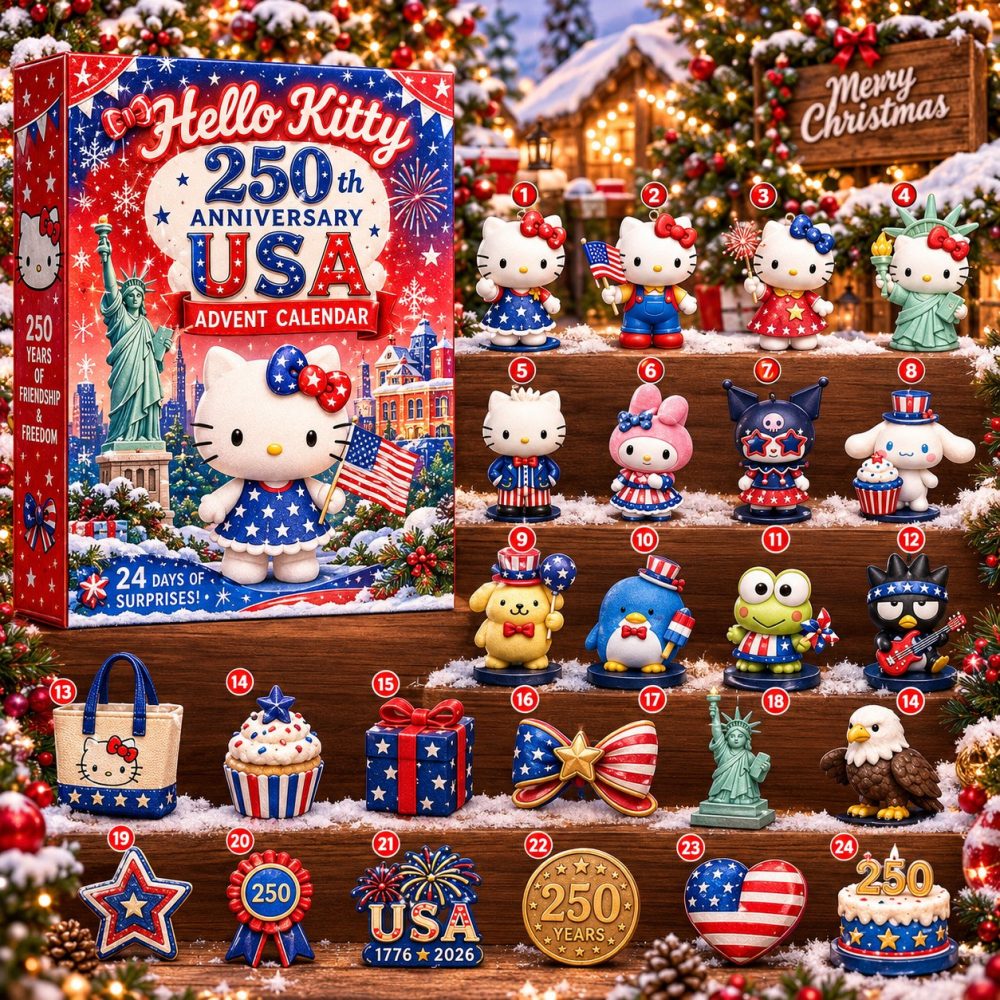 Hello Kitty And Friends 250Th Anniversary Usa 2026 Advent Calendar Christmas Gifts Idea, 3D Acrylic Collectibles