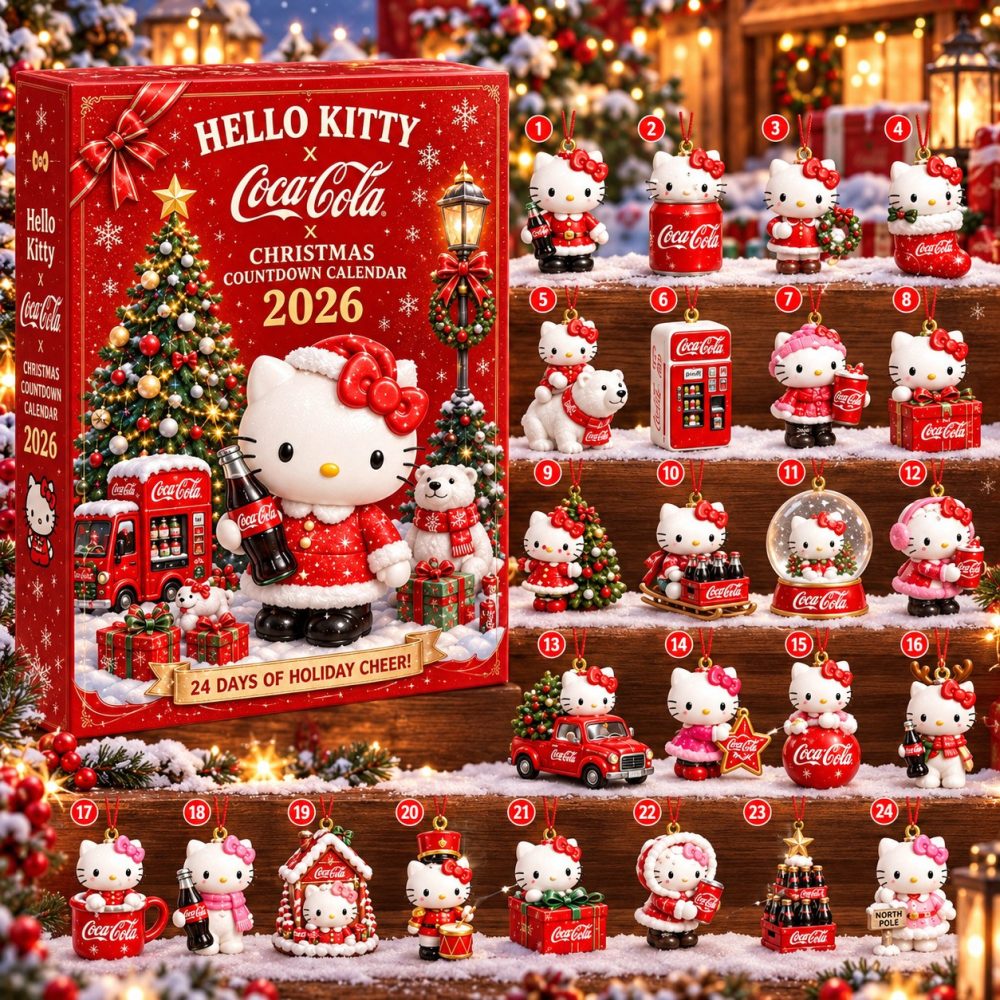 Hello Kitty X Coca-Cola Christmas 2026 Advent Calendar Kitty Coca Collab Gifts For Fans, 3D Acrylic Collectibles