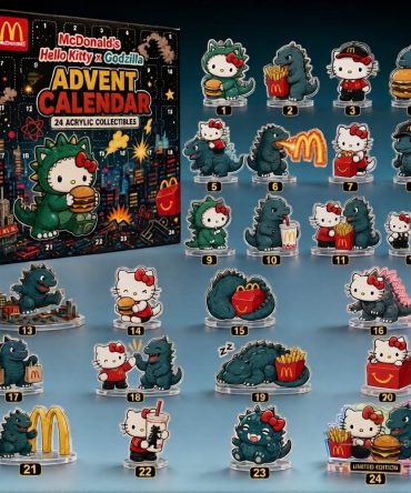 Mcdonald_S Hello Kitty Godzilla Advent Calendar Christmas Gifts For Kitty Fans, 3D Acrylic Collectibles