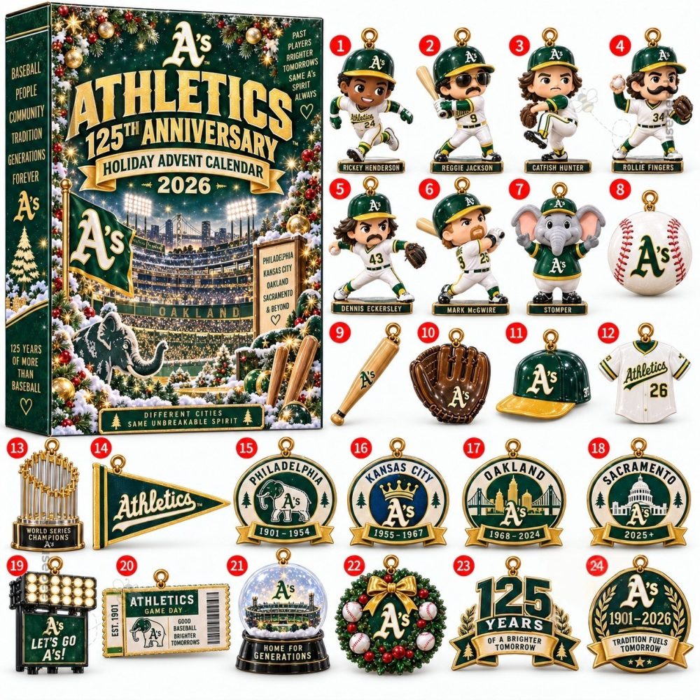 Oakland Athletics 125Th Anniversary 2026 Advent Calendar 24 Days Holiday Christmas Gift Idea, 3D Acrylic Collectibles