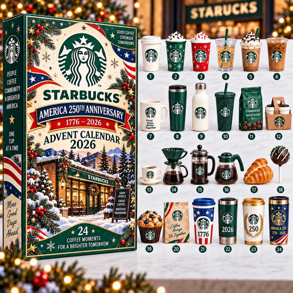 Starbucks America 250Th Anniversary 2026 Advent Calendar 24 Day Christmas Gift For Coffee Lover, 3D Acrylic Collectibles
