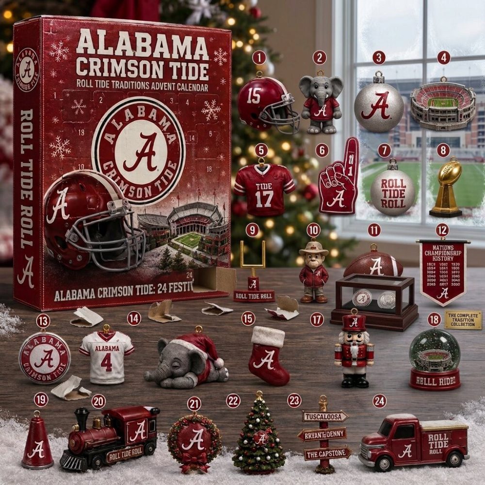 Alabama Crimson Tide Advent Calendar Ncaa Gridiron Holiday Countdown Xmas Gifts, 3D Acrylic Collectibles