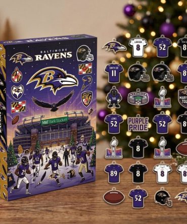Baltimore Ravens Nfl Advent Calendar 2026 24 Ornaments Christmas Countdown Fans Gift, 3D Acrylic Collectibles