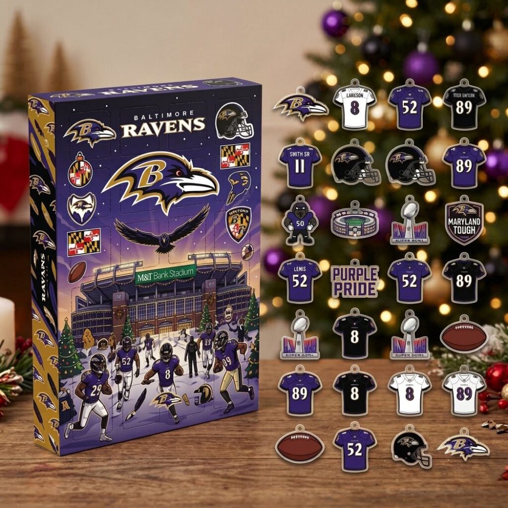 Baltimore Ravens Nfl Advent Calendar 2026 24 Ornaments Christmas Countdown Fans Gift, 3D Acrylic Collectibles