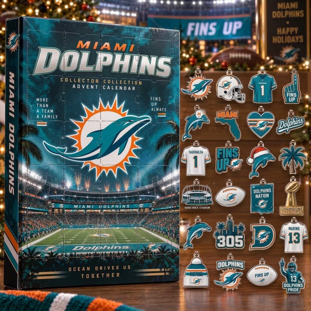 Miami Dolphins Christmas Advent Calendar 24 Day Christmas Countdown Holiday Decor, 3D Acrylic Collectibles