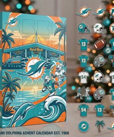 Miami Dolphins Nfl Advent Calendar 24 Ornaments Christmas Countdown Football Fans Gift, 3D Acrylic Collectibles