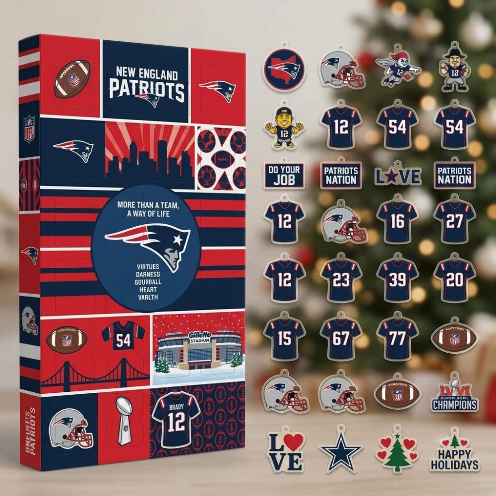 New England Patriots Advent Calendar 2026 24 Day Christmas Countdown Friend Gifts, 3D Acrylic Collectibles