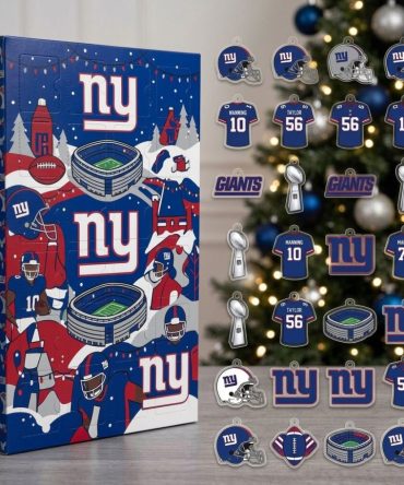 New York Giants Nfl Advent Calendar 24 Ornaments Christmas Countdown Fans Gift, 3D Acrylic Collectibles