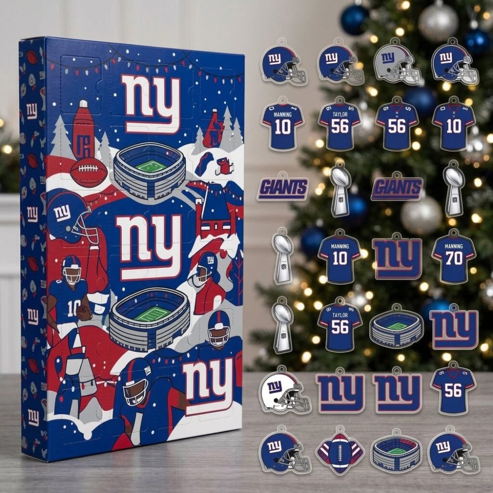 New York Giants Nfl Advent Calendar 24 Ornaments Christmas Countdown Fans Gift, 3D Acrylic Collectibles