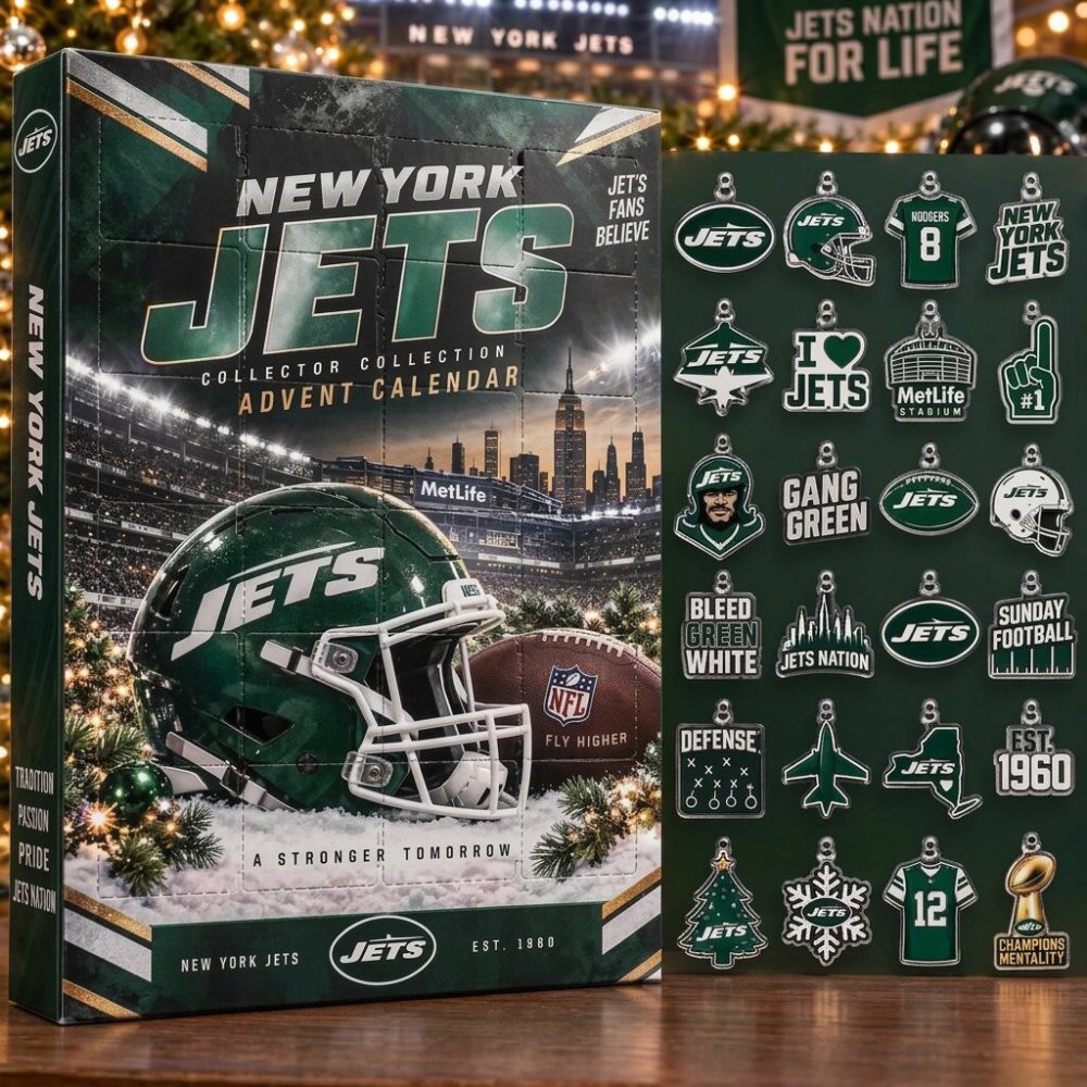 New York Jets Advent Calendar 2026 24 Ornaments Christmas Countdown Holiday Decor, 3D Acrylic Collectibles