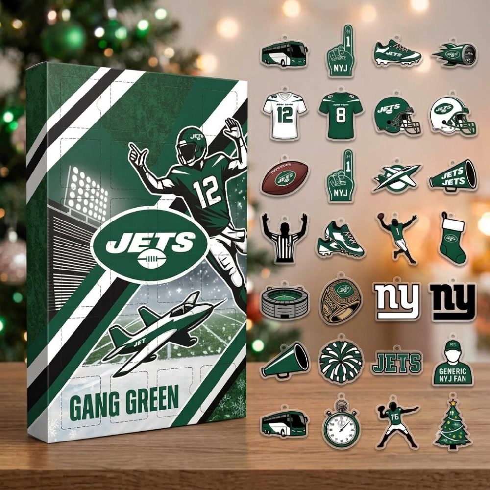 New York Jets Nfl Advent Calendar 24 Ornaments Holiday Gift For Football Fans, 3D Acrylic Collectibles