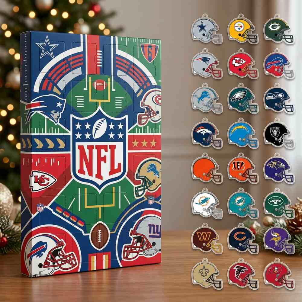 Nfl Team Advent Calendar 2026 24 Ornaments Christmas Countdown Sports Gift, 3D Acrylic Collectibles