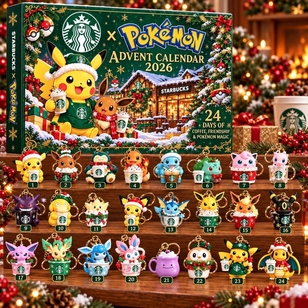Starbucks Coffee X Pokemon Advent Calendar 2026 24 Days Countdown Christmas Gifts Idea, 3D Acrylic Collectibles