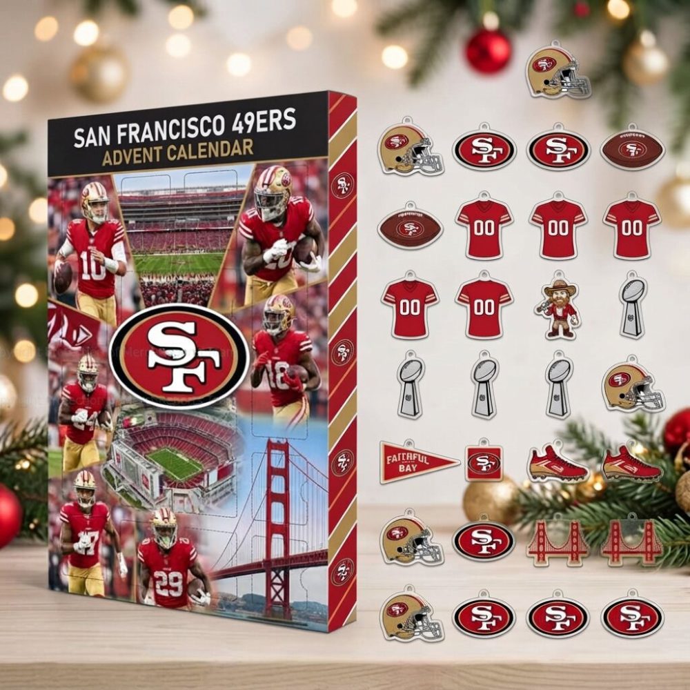 San Francisco 49Ers Nfl Advent Calendar 24 Ornaments Christmas Countdown Fans Gift, 3D Acrylic Collectibles