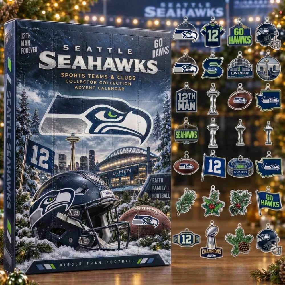 Seattle Seahawks Advent Calendar 2026 24 Ornaments Christmas Countdown Football Fans Gift, 3D Acrylic Collectibles