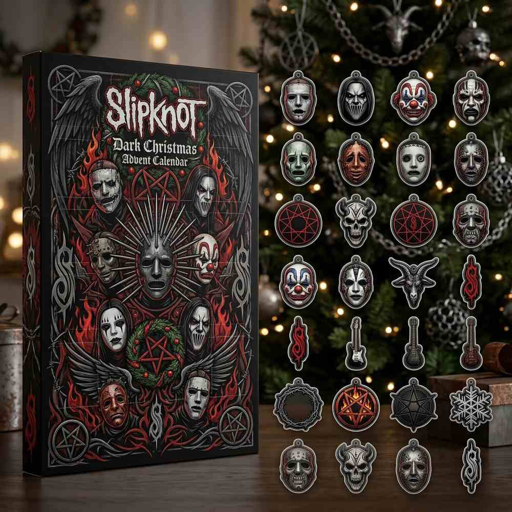 Slipknot Dark Christmas Advent Calendar 2026 24 Ornaments Christmas Countdown Gift For Friend, 3D Acrylic Collectibles